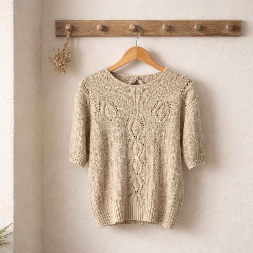 Elegant Beige Knit Sweater